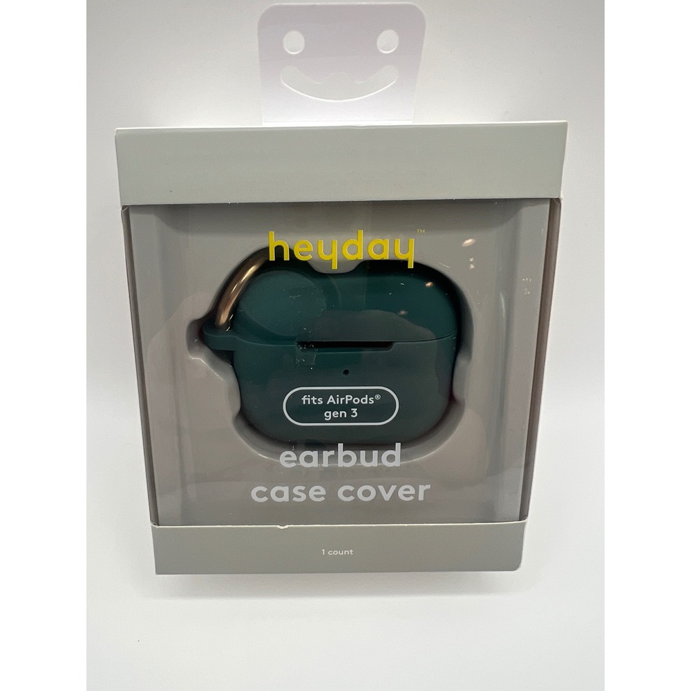 Heyday Apple AirPods Gen 3 Earbud Case Cover Forest Green with Carabiner Clip